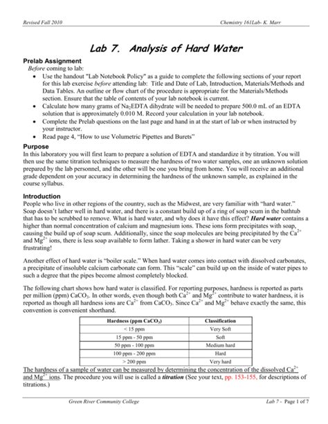 hard water lab questions